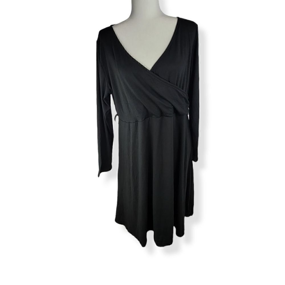 24Seven Black Wrap Dress 1X